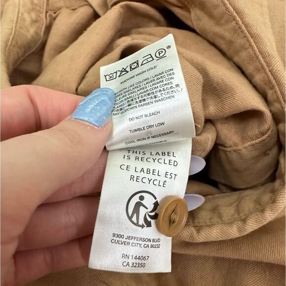 NWT Outerknown SEA Brown Cotton Linen Blend Short Sleeve Utility Jumpsuit Med - Picture 10 of 10